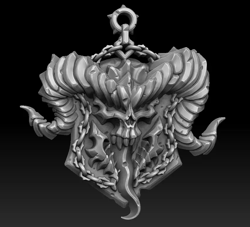 Daemon keychain bas-relief 3d print 3D print model_0