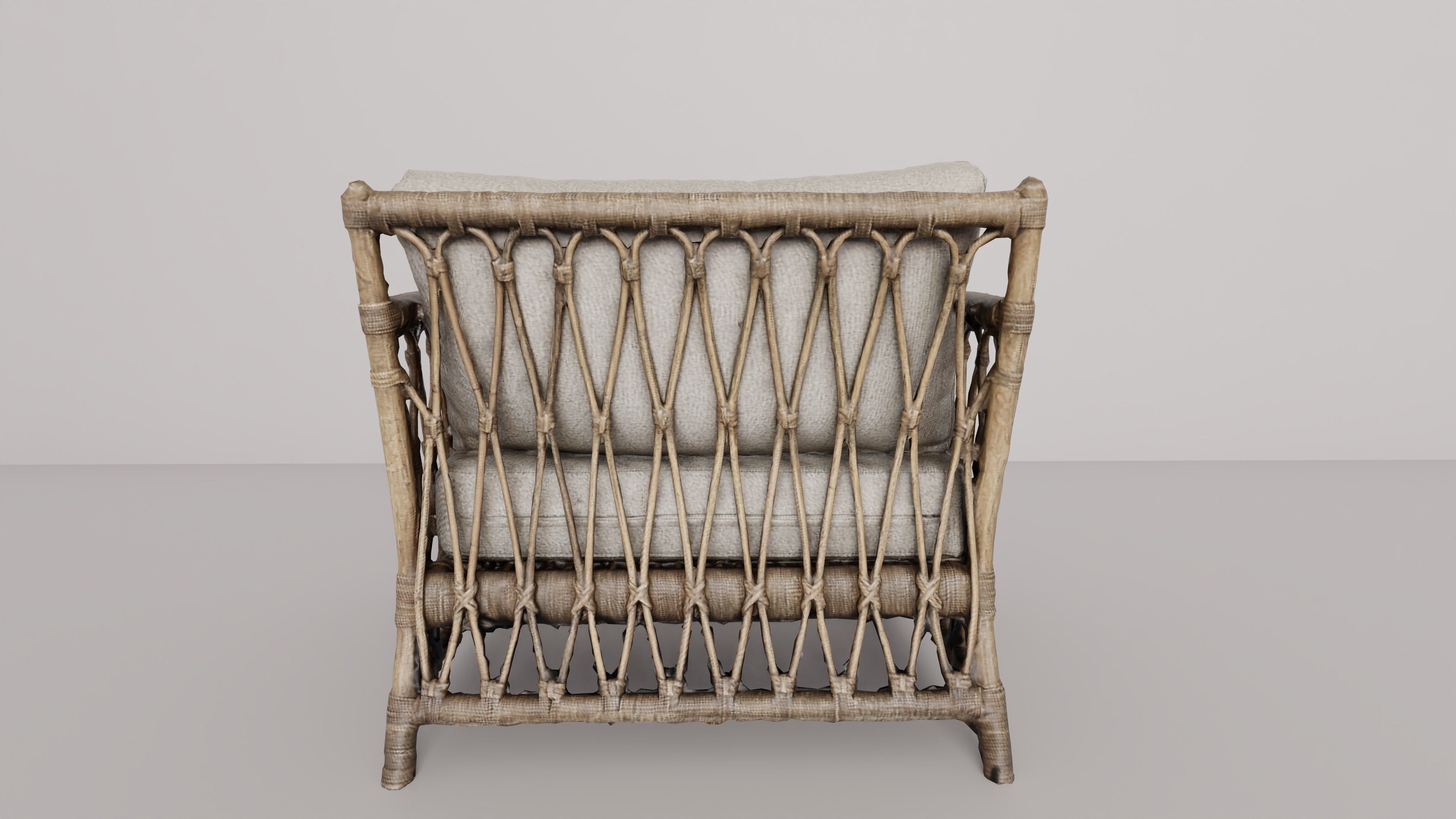 Rattan armchair 3D model_2
