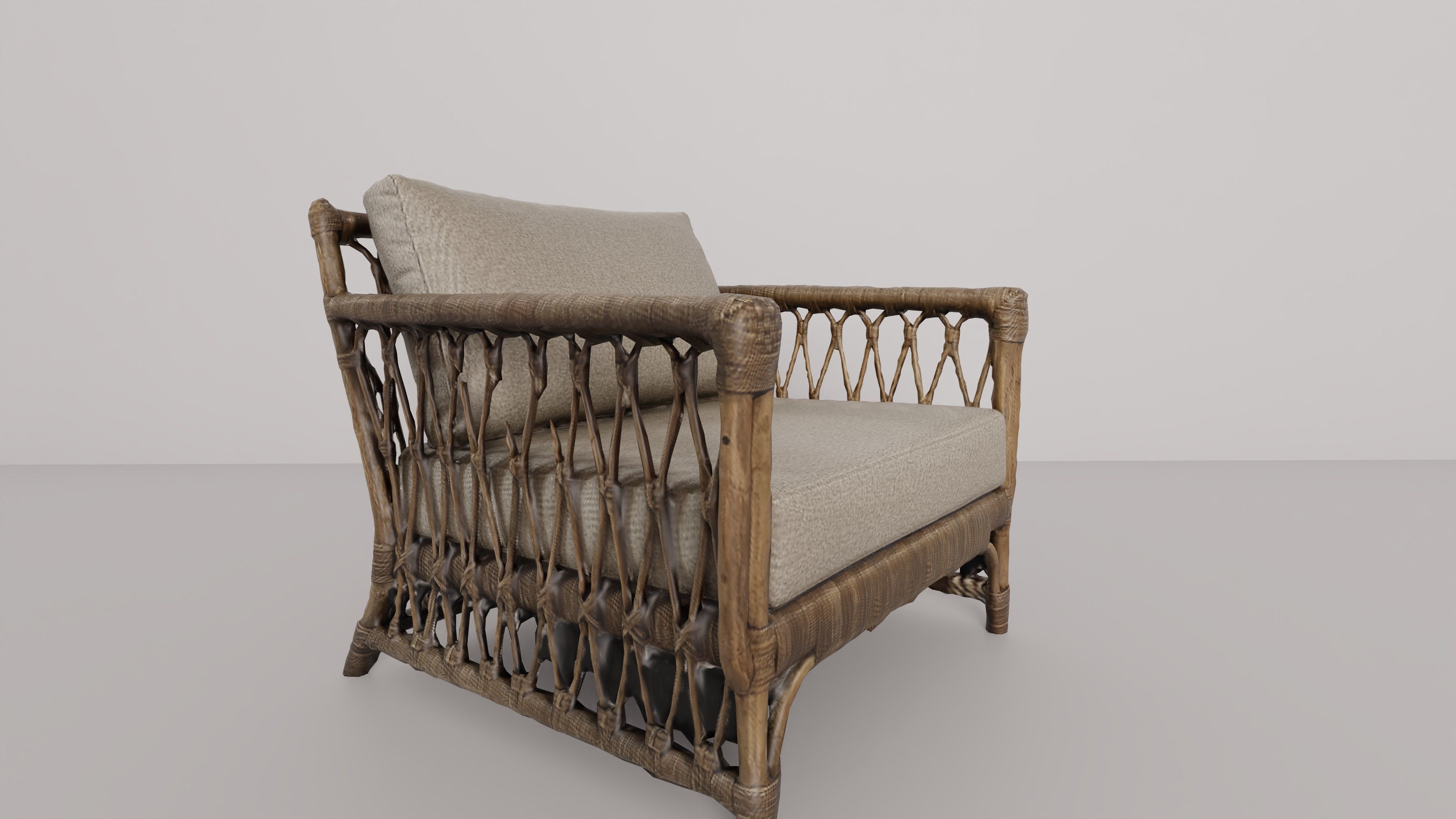 Rattan armchair 3D model_1