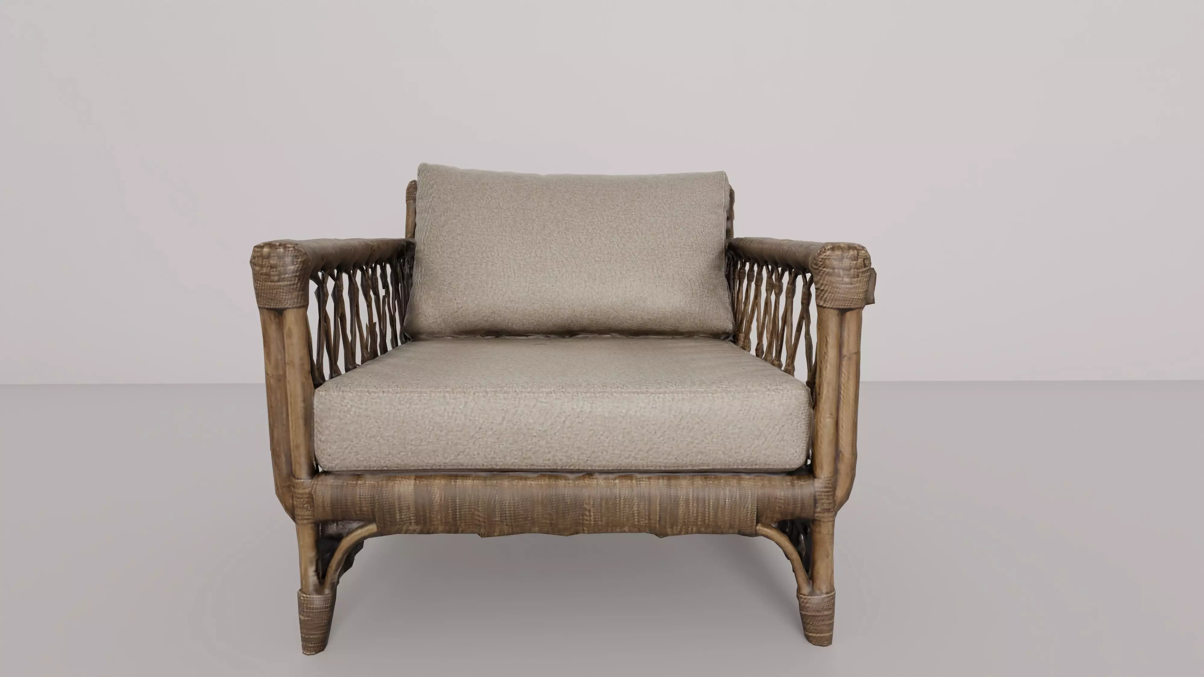 Rattan armchair 3D model_0