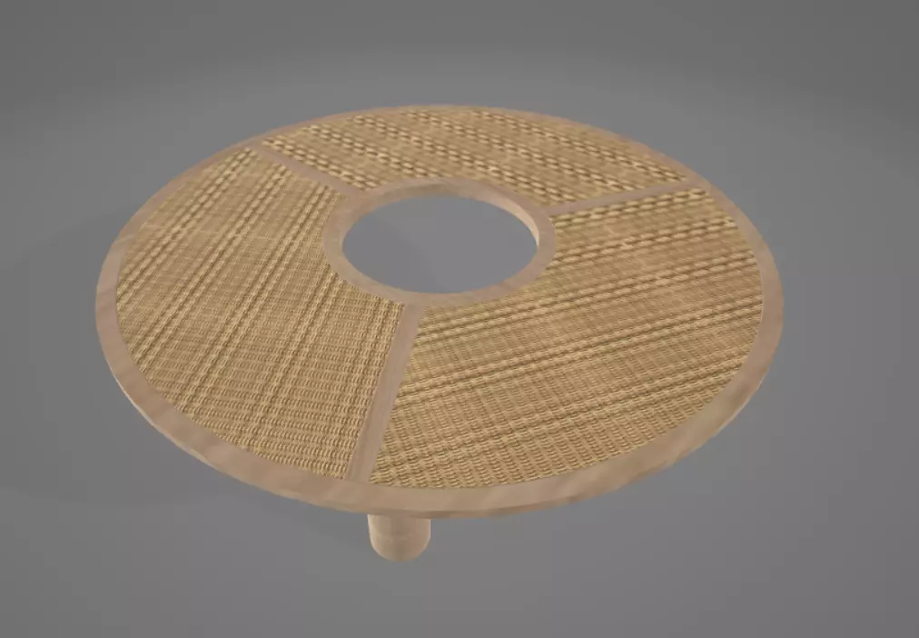 Rattan table 3D model_0