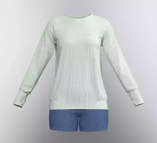 Womens outfit sweater shorts Clo3d Marvelous Designer
