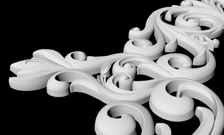 Central decor ornament for furniture 3D model_4