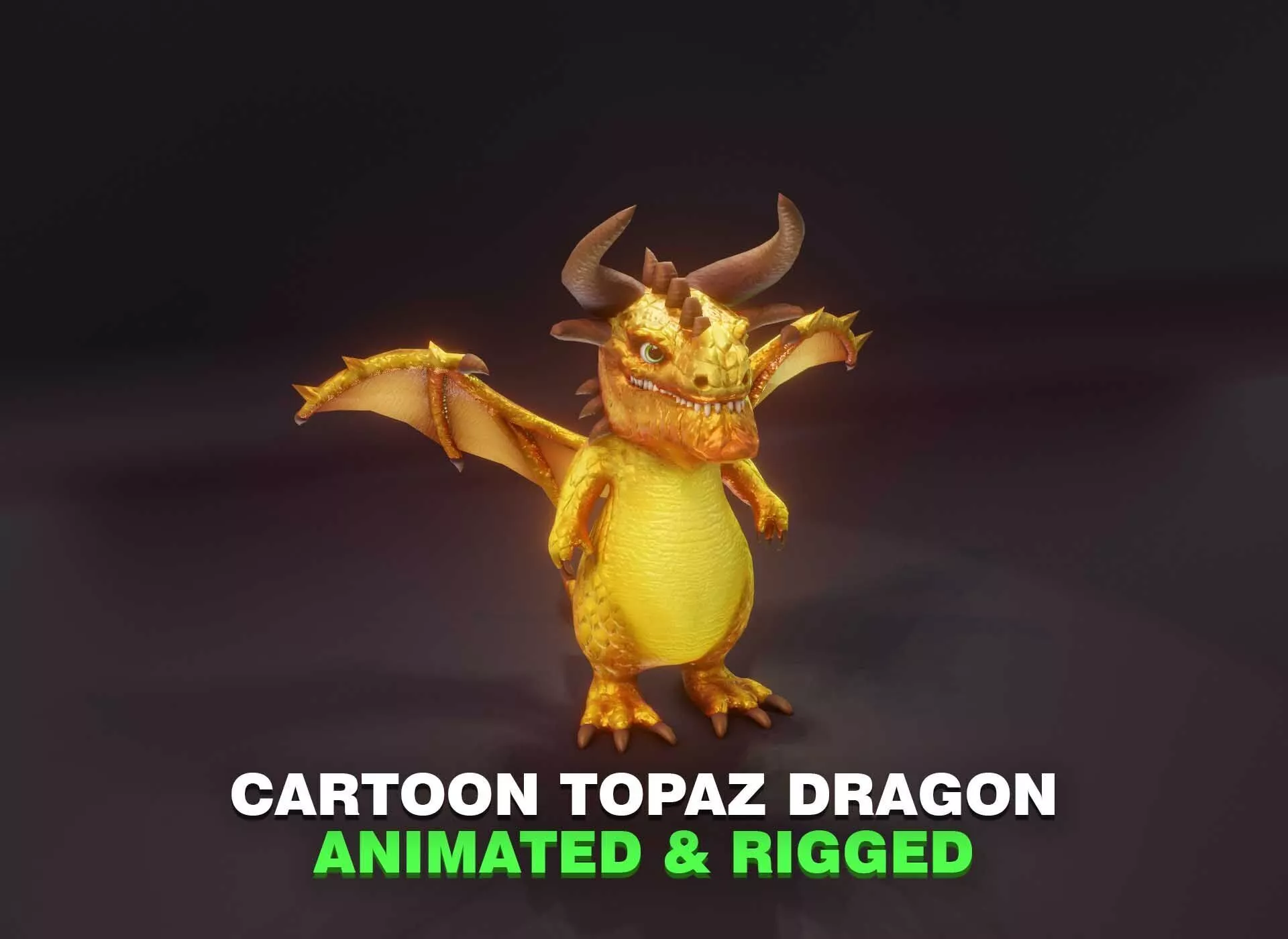 Cartoon Topaz Dragon Animated 3D Model Low-poly 3D model
