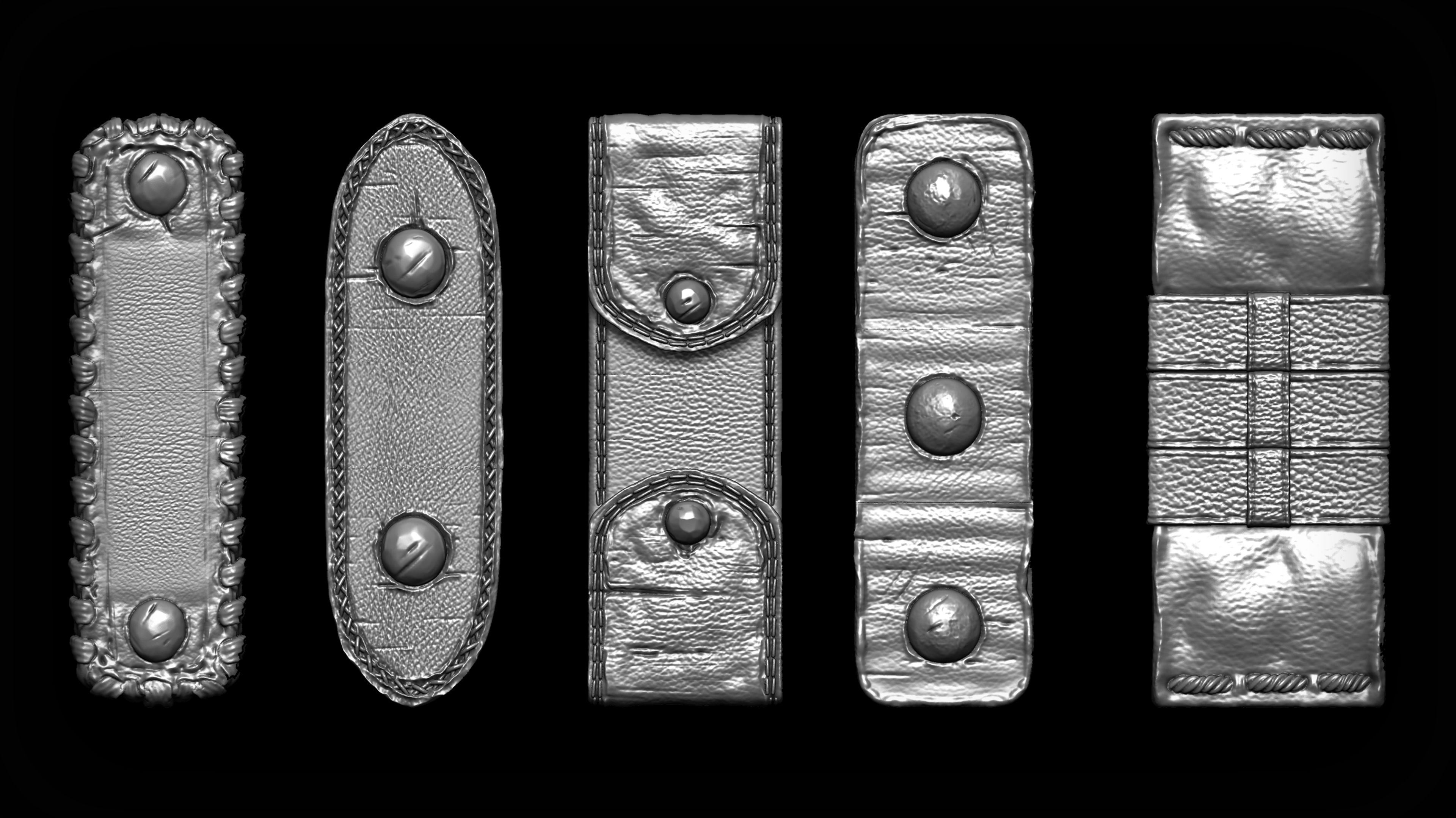 Zbrush - 30 Straps and Stitches IMM Curve Brush Meshes 3D model_2