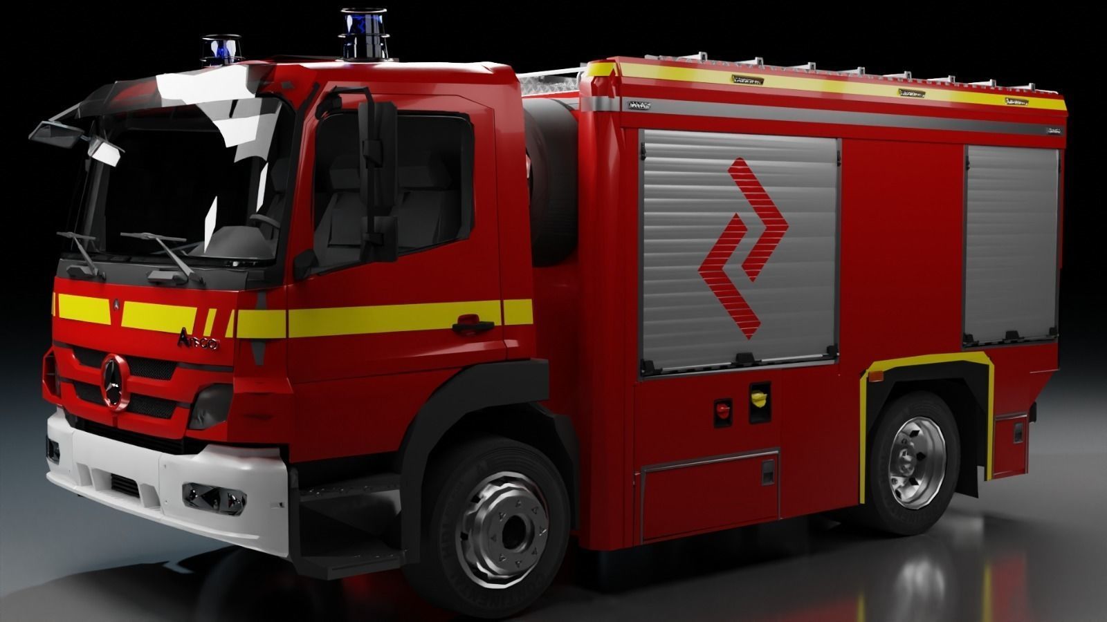 FireTruck Mercedes Atego Low-poly 3D model_4