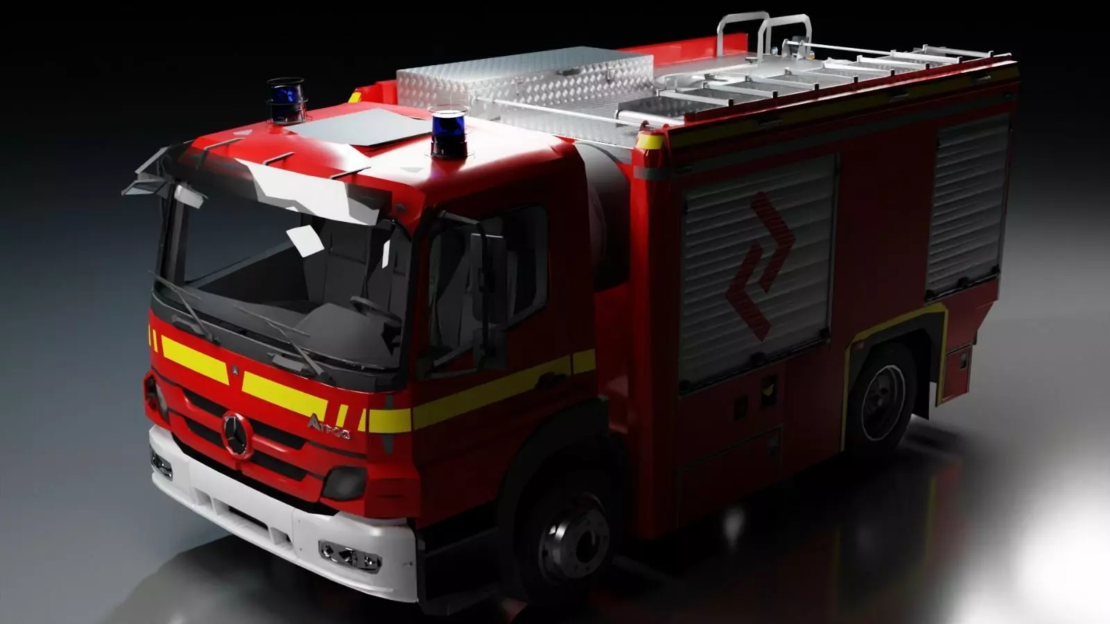 FireTruck Mercedes Atego Low-poly 3D model_0
