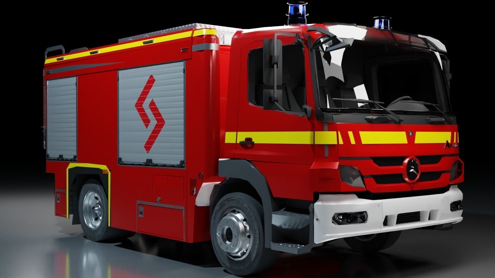 FireTruck Mercedes Atego Low-poly 3D model_1