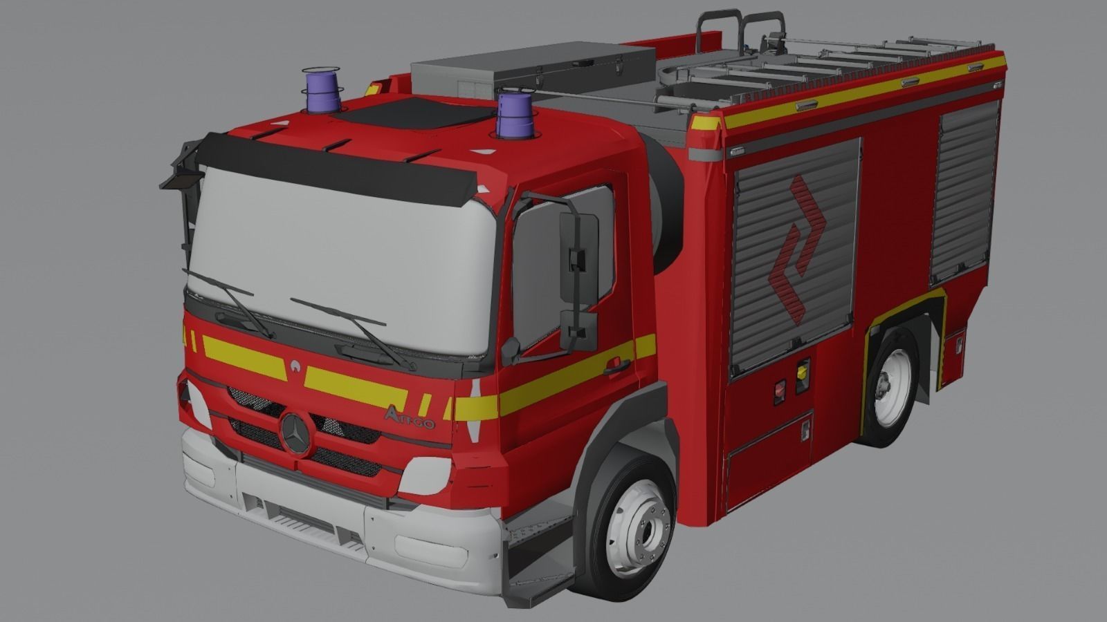 FireTruck Mercedes Atego Low-poly 3D model_5