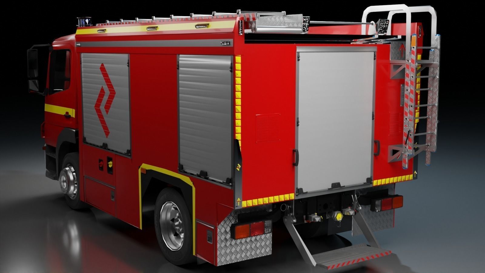 FireTruck Mercedes Atego Low-poly 3D model_7
