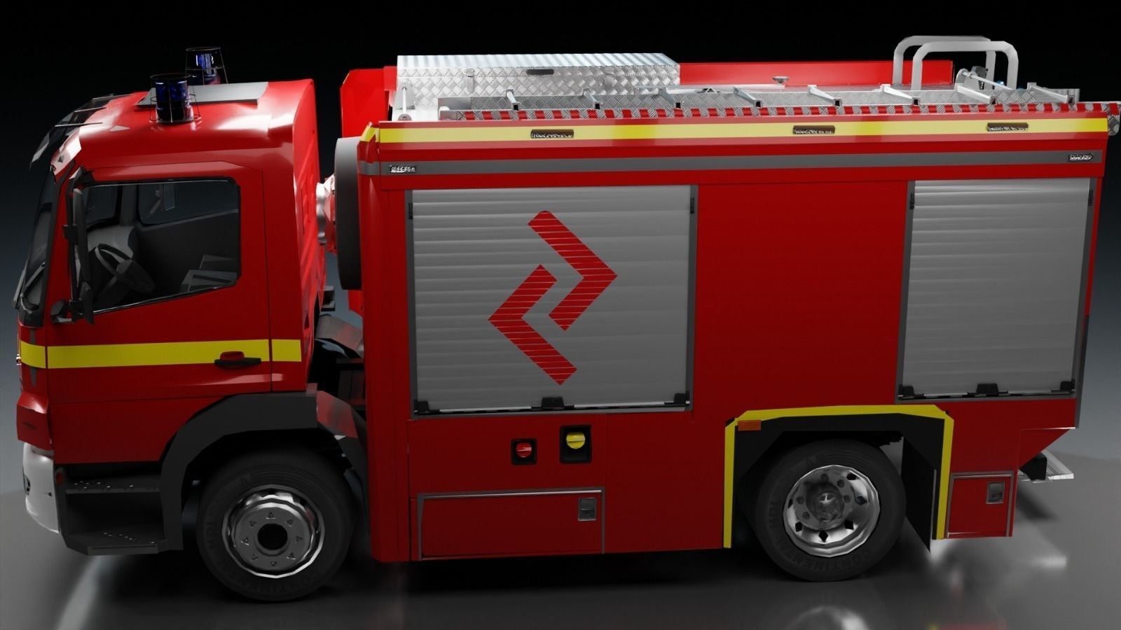FireTruck Mercedes Atego Low-poly 3D model_3