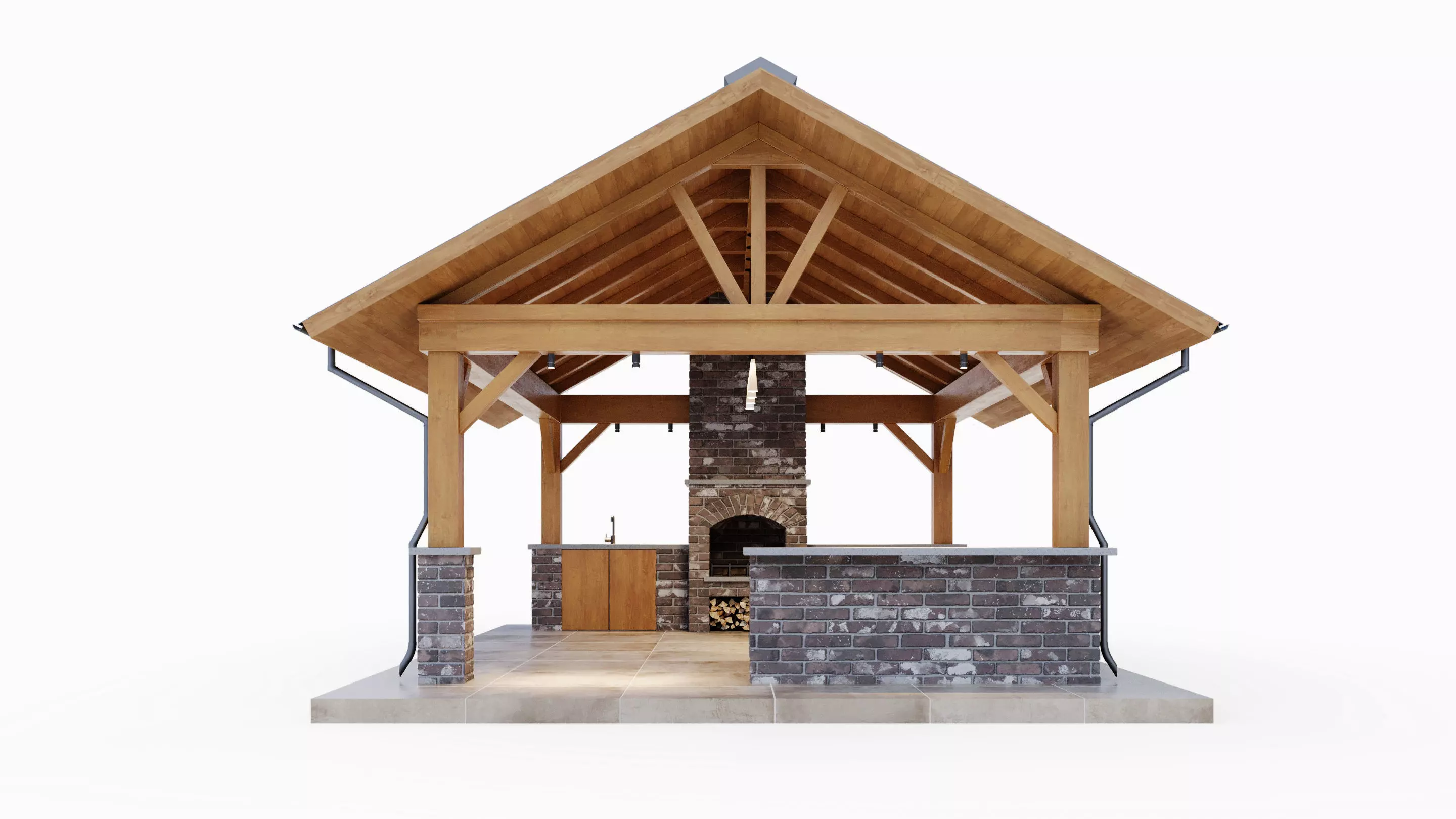 Gazebo with brick oven 3D model