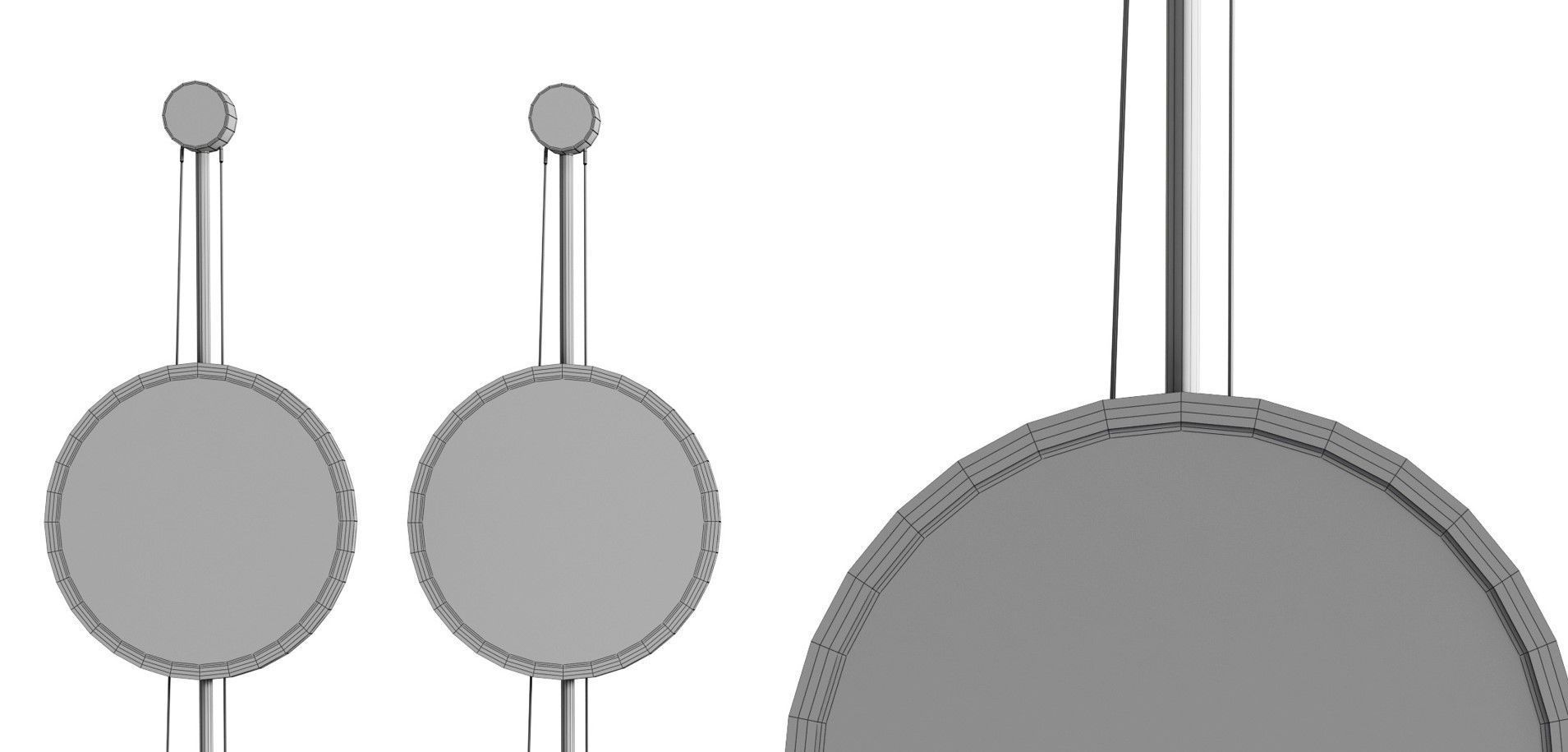 Gold Finish Round Panel Standing Floor Light Low-poly 3D model_6