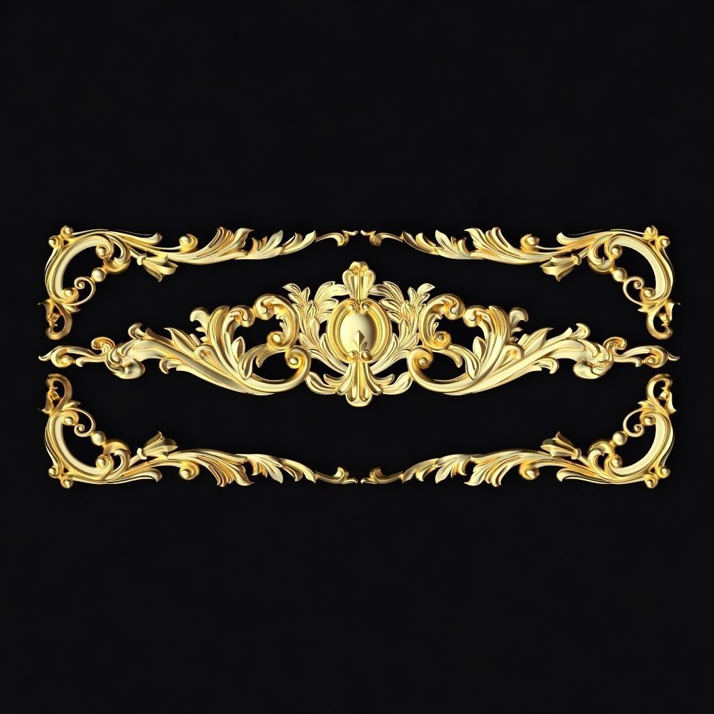 Central decor ornament for furniture 3D model_1