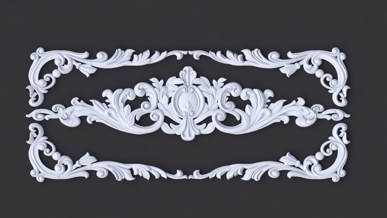 Central decor ornament for furniture 3D model_2