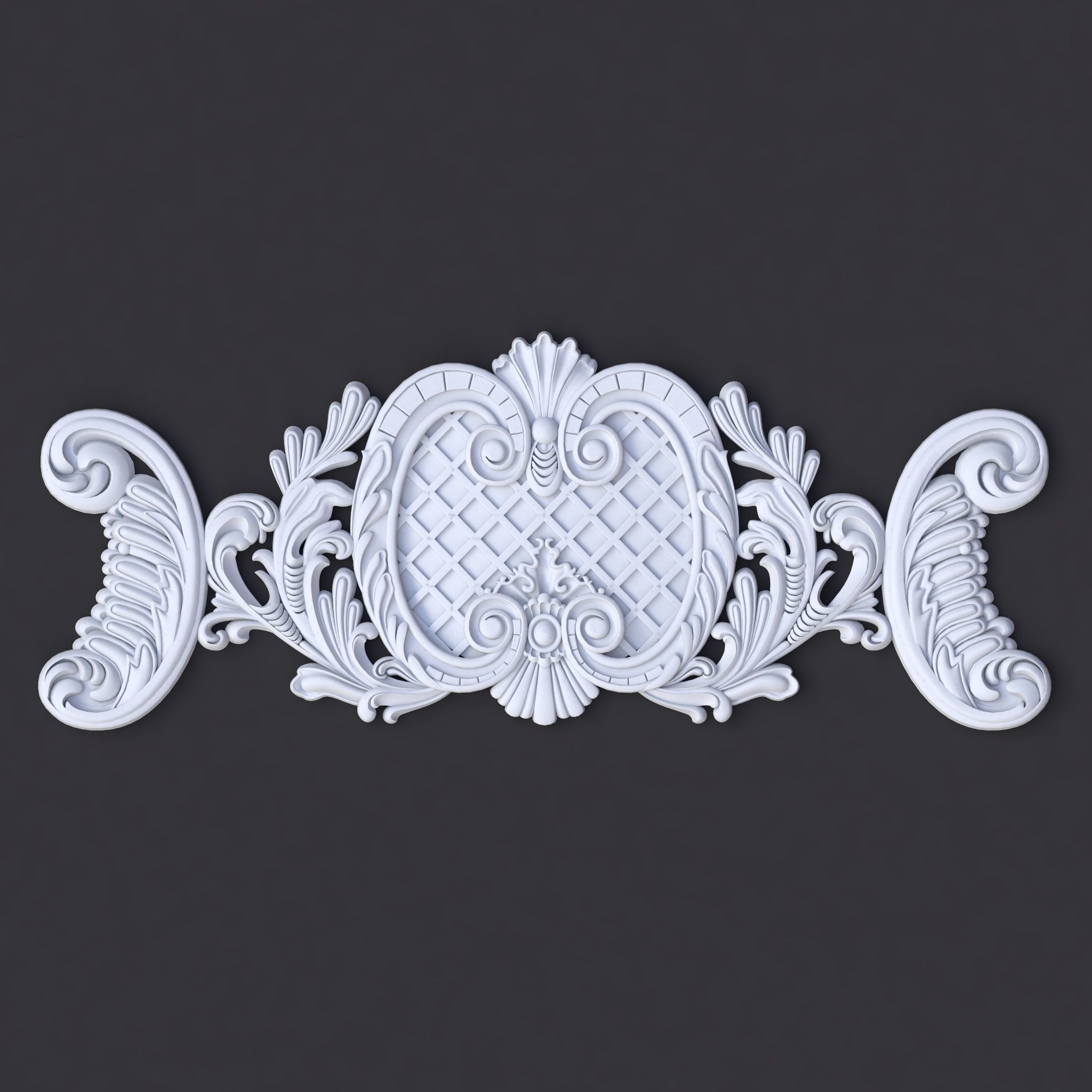 Central decor ornament for furniture 3D model_2