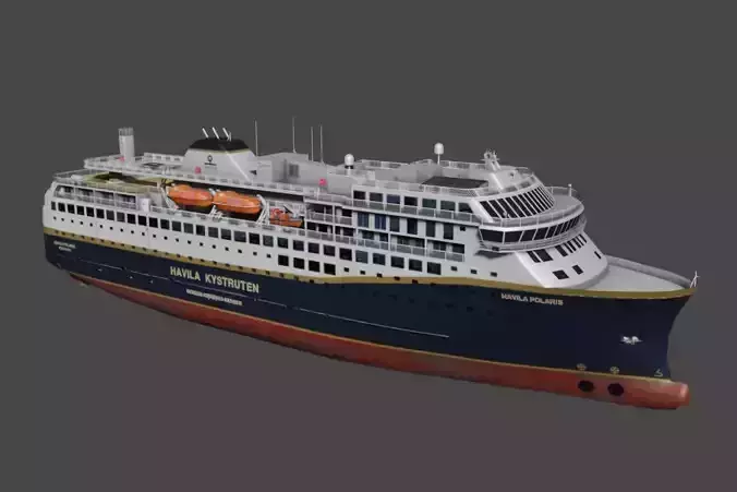 Havila Polaris Cruise ship 3d low-poly model Low-poly 3D model