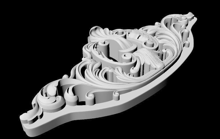 Central decor ornament for furniture 3D model_4