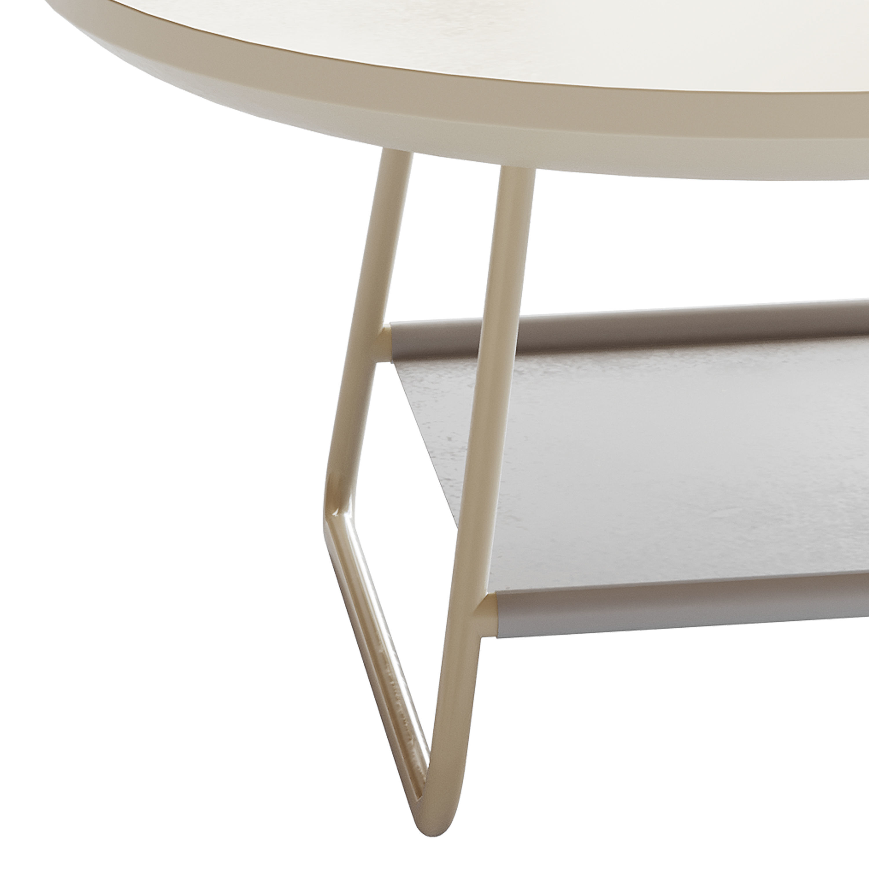 Modern Sled Round Wood Coffee Table 3D model_8