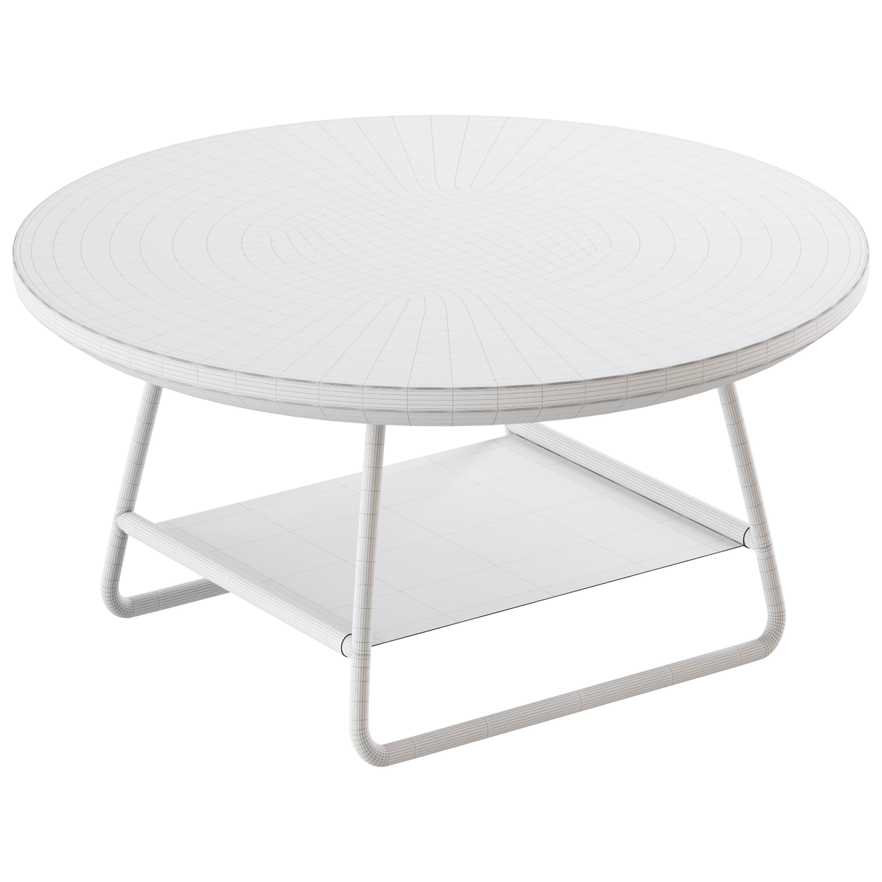 Modern Sled Round Wood Coffee Table 3D model_16