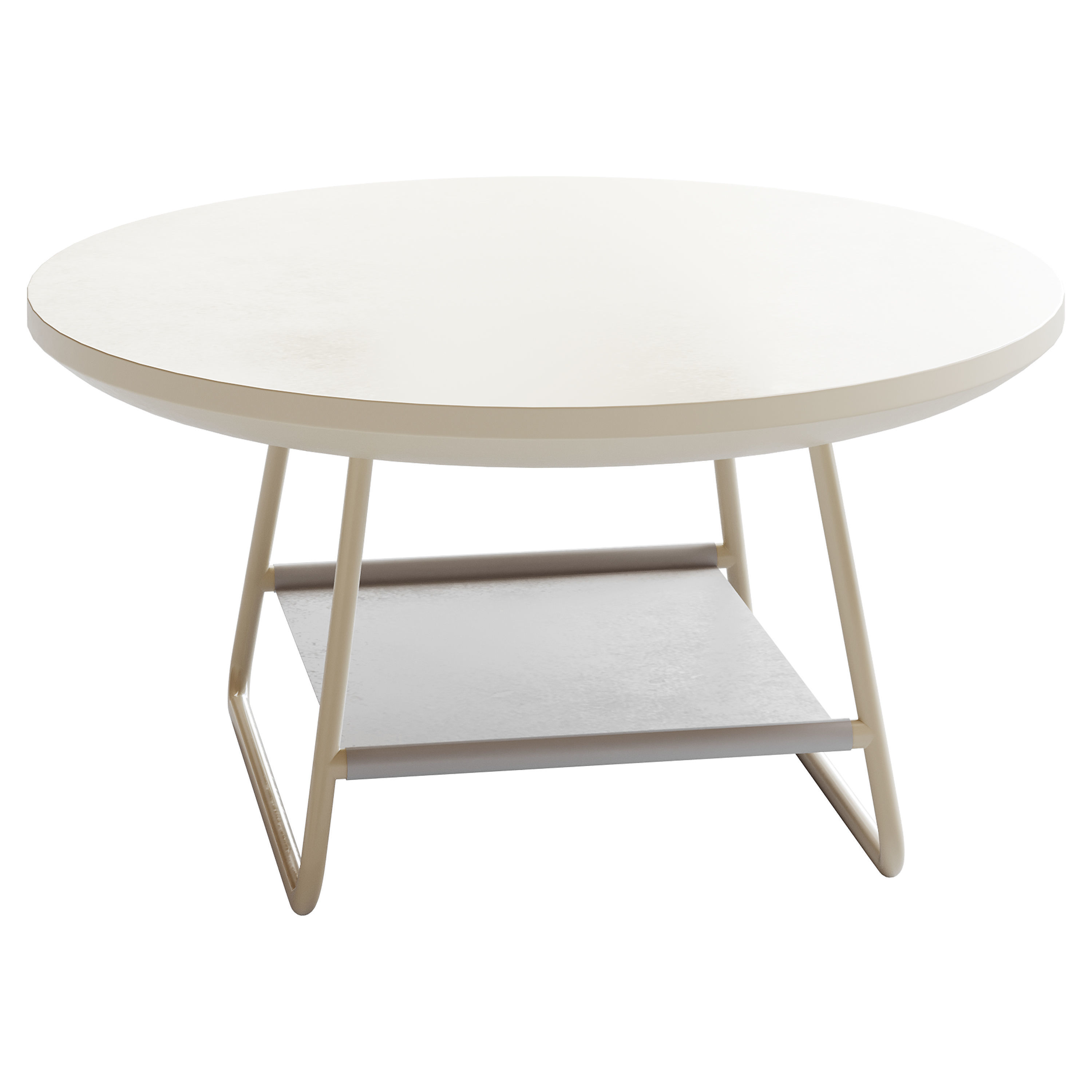 Modern Sled Round Wood Coffee Table 3D model_1
