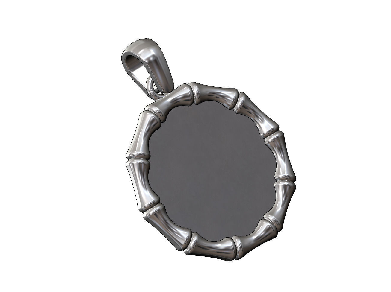 Blank bamboo pattern memory coin with bail 3D print model_12