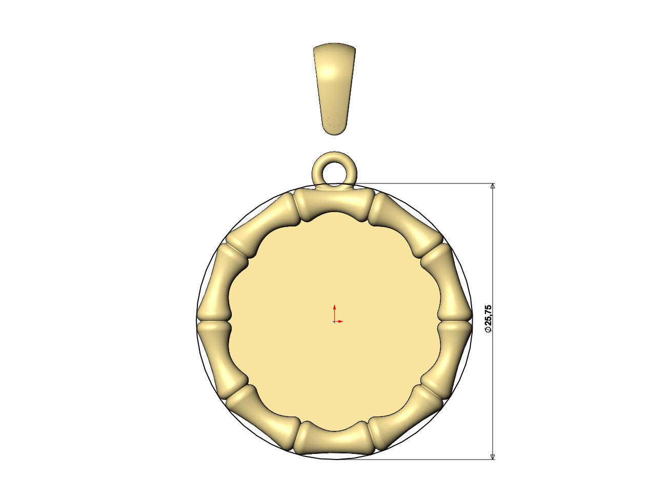 Blank bamboo pattern memory coin with bail 3D print model_6