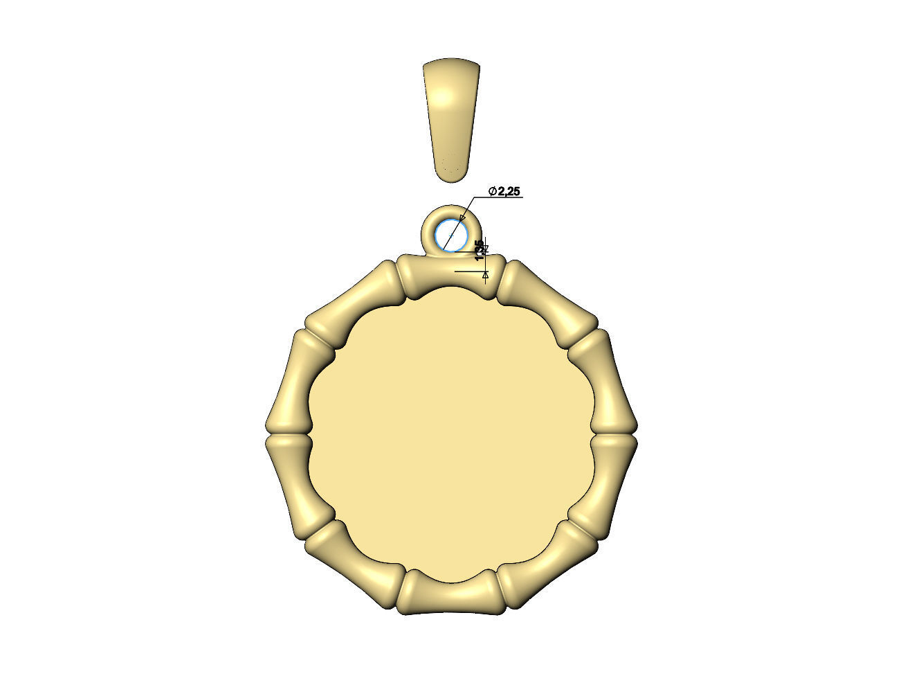 Blank bamboo pattern memory coin with bail 3D print model_7