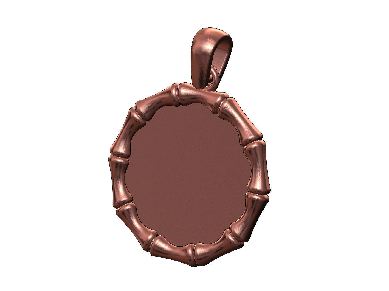 Blank bamboo pattern memory coin with bail 3D print model_11