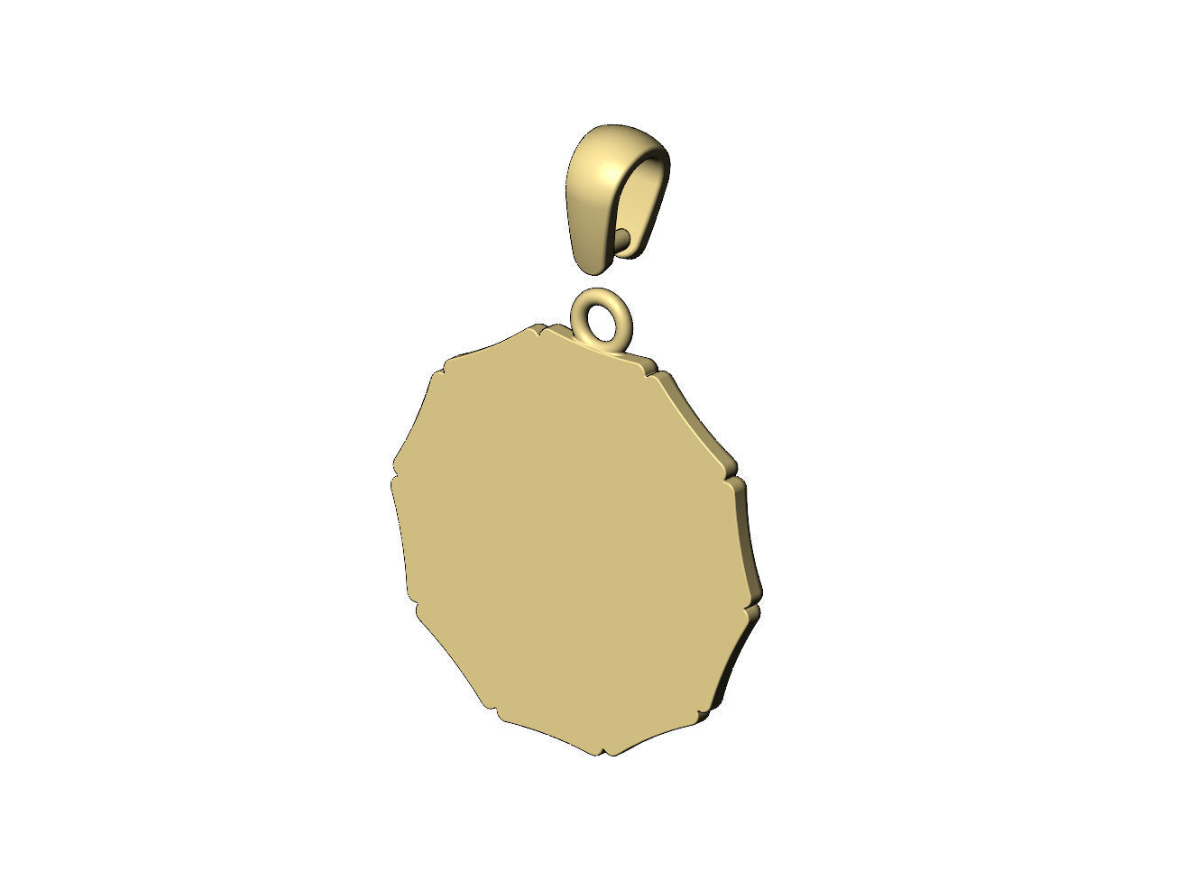 Blank bamboo pattern memory coin with bail 3D print model_10