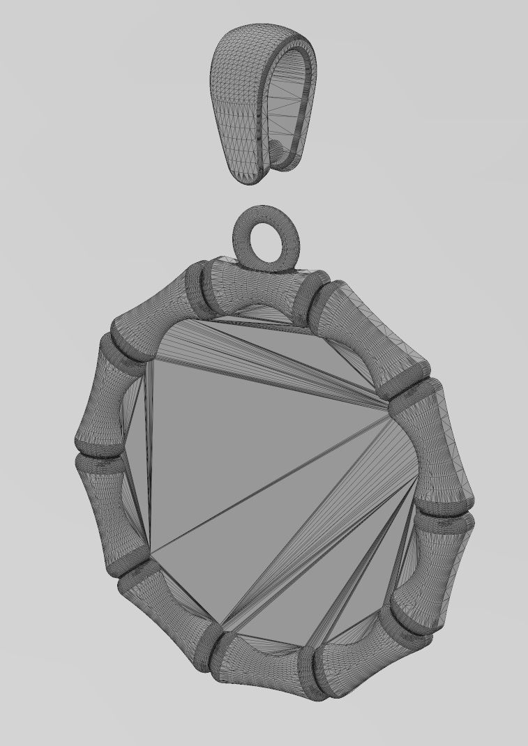 Blank bamboo pattern memory coin with bail 3D print model_14