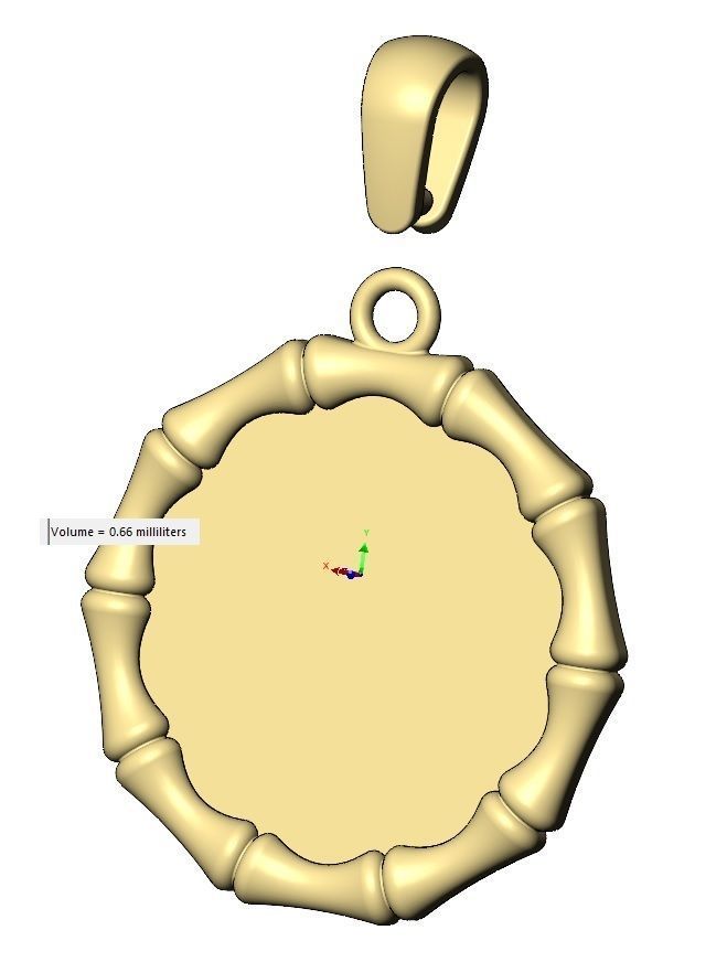 Blank bamboo pattern memory coin with bail 3D print model_16