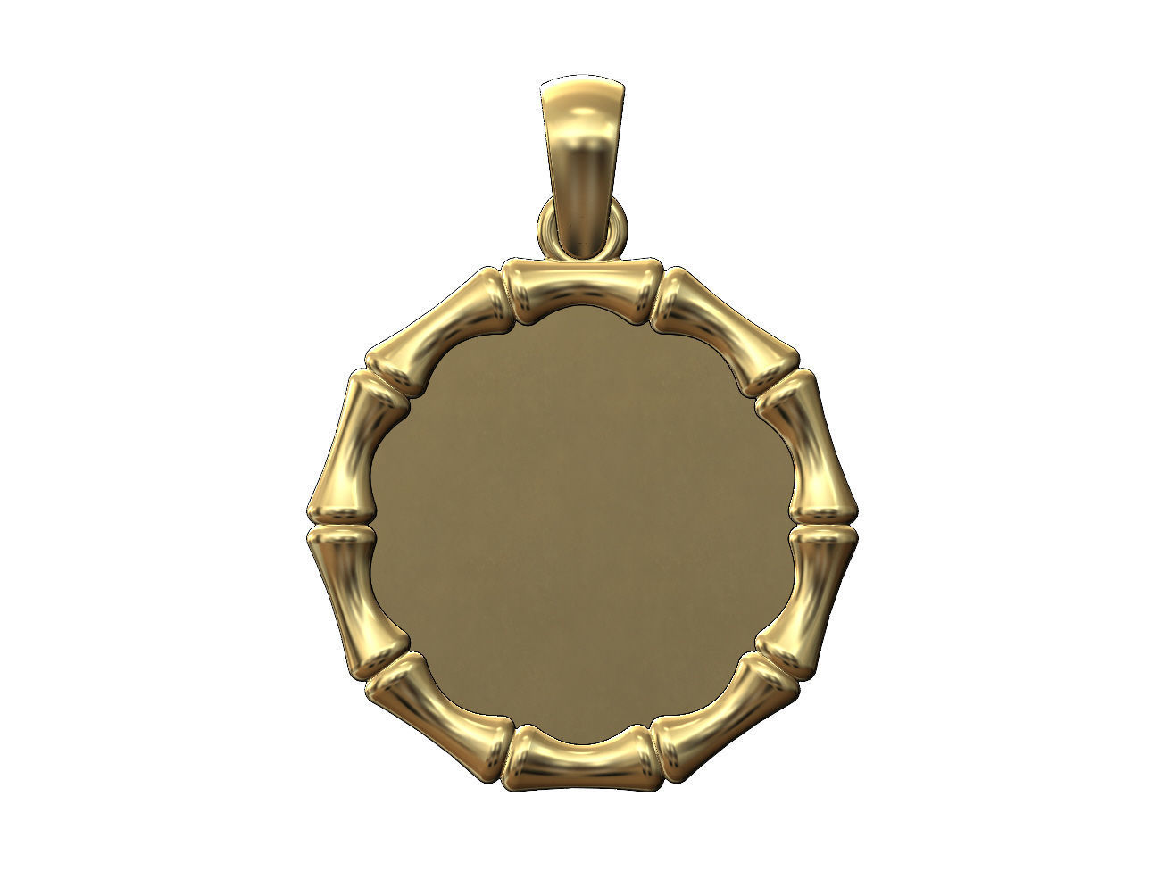 Blank bamboo pattern memory coin with bail 3D print model_1