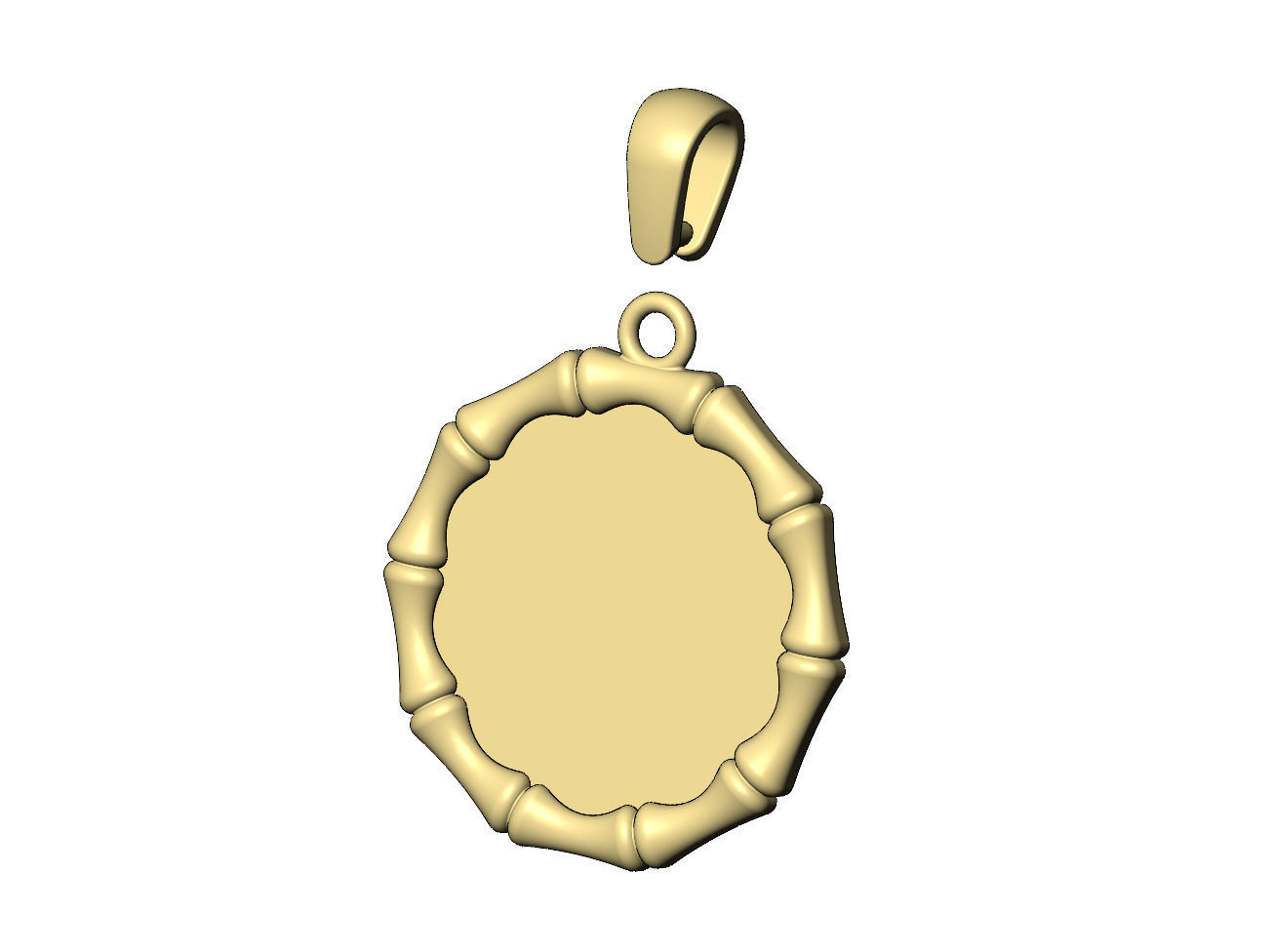 Blank bamboo pattern memory coin with bail 3D print model_5