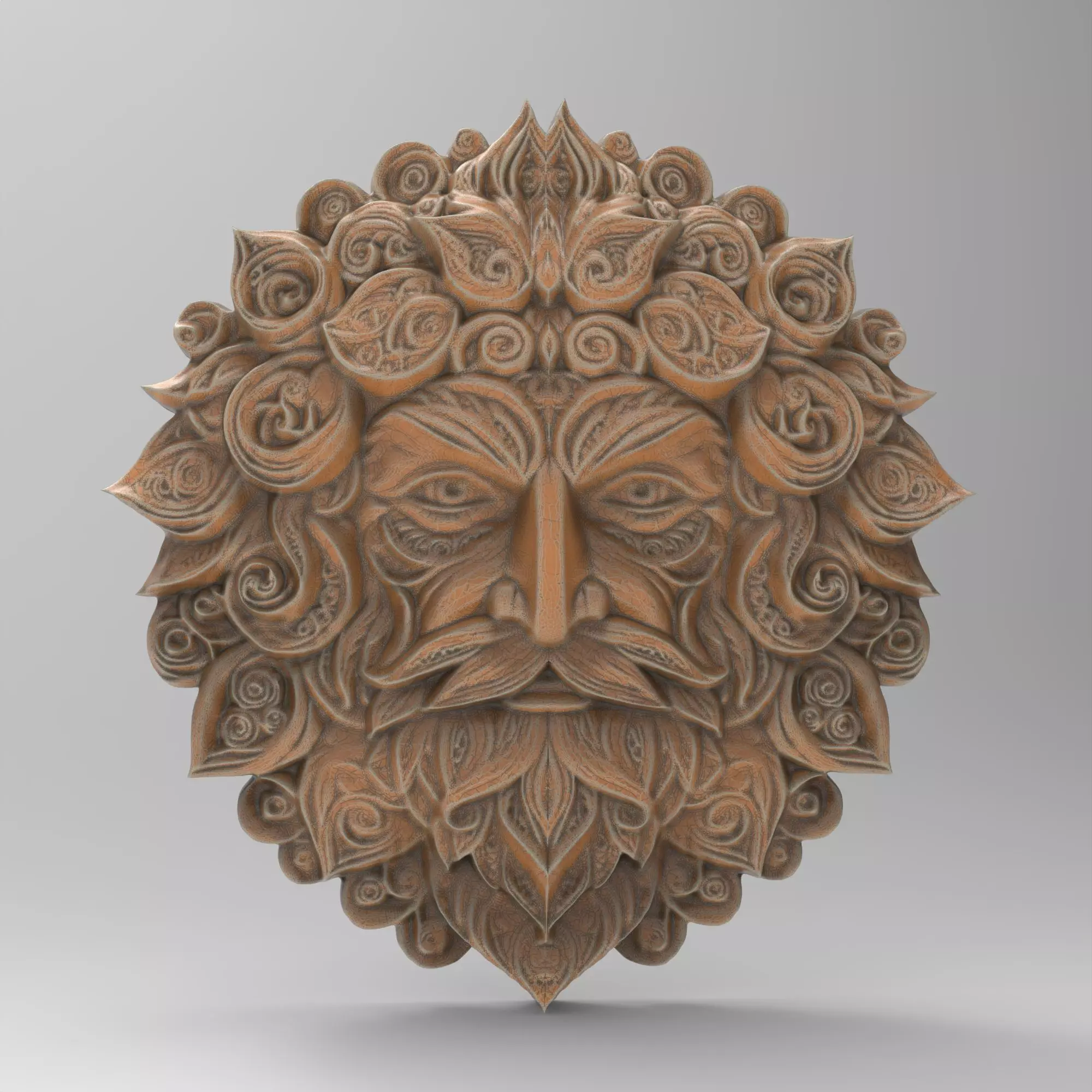 Green Man Pagan Round Wall Plaque 3D print model_0