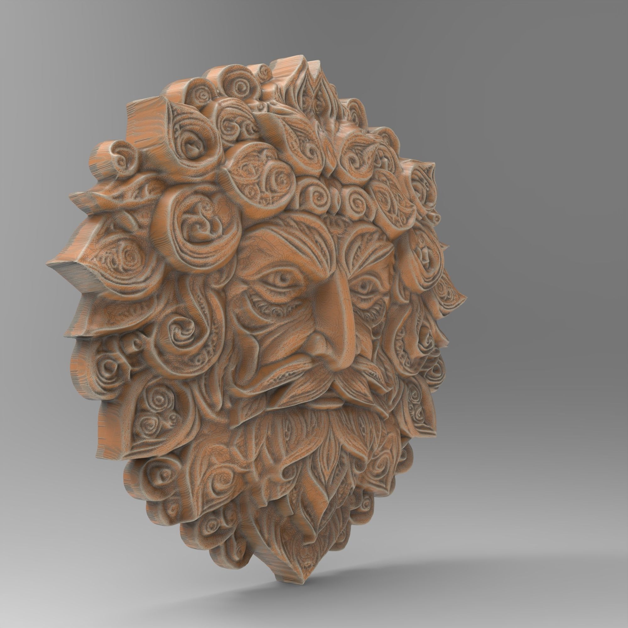 Green Man Pagan Round Wall Plaque 3D print model_2