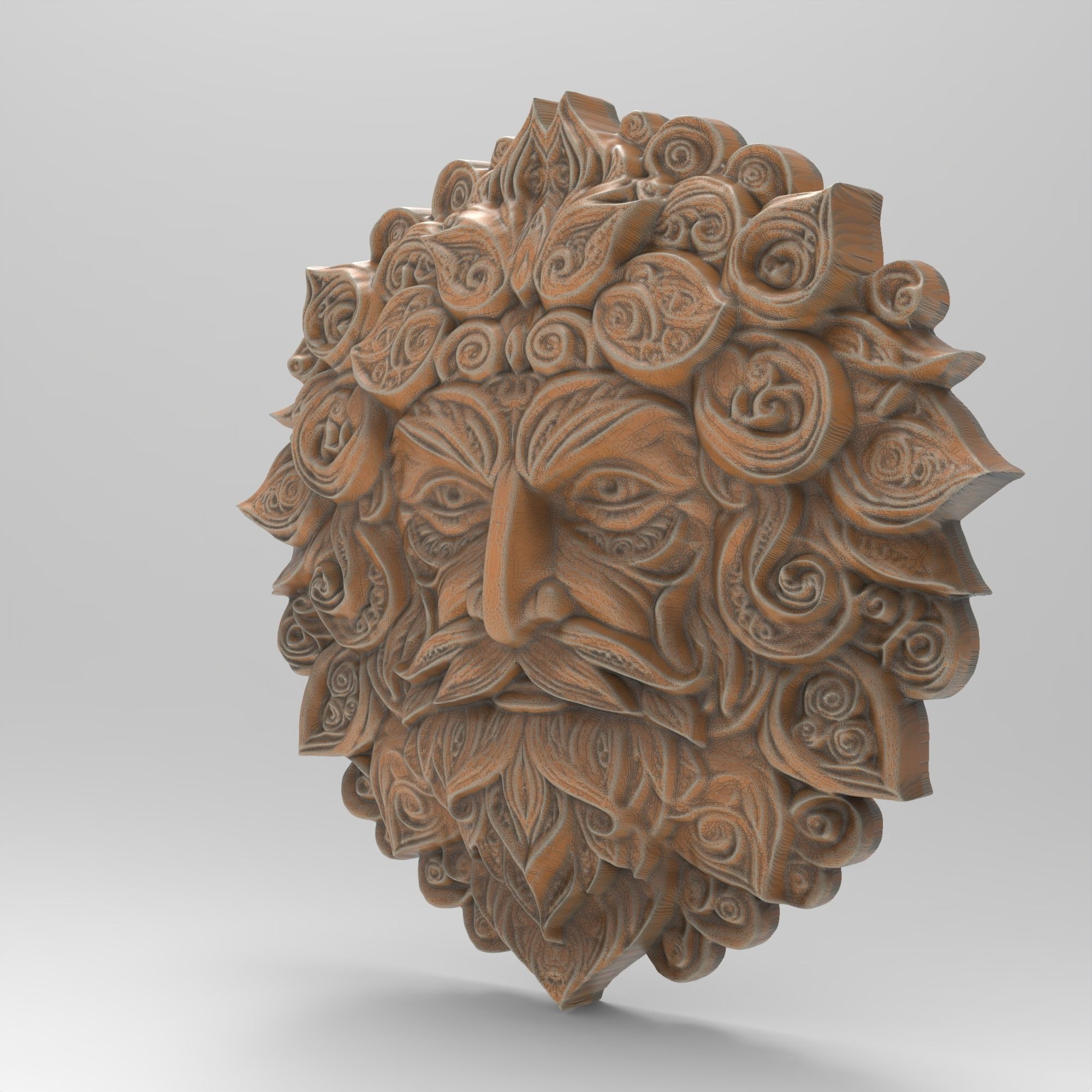 Green Man Pagan Round Wall Plaque 3D print model_1