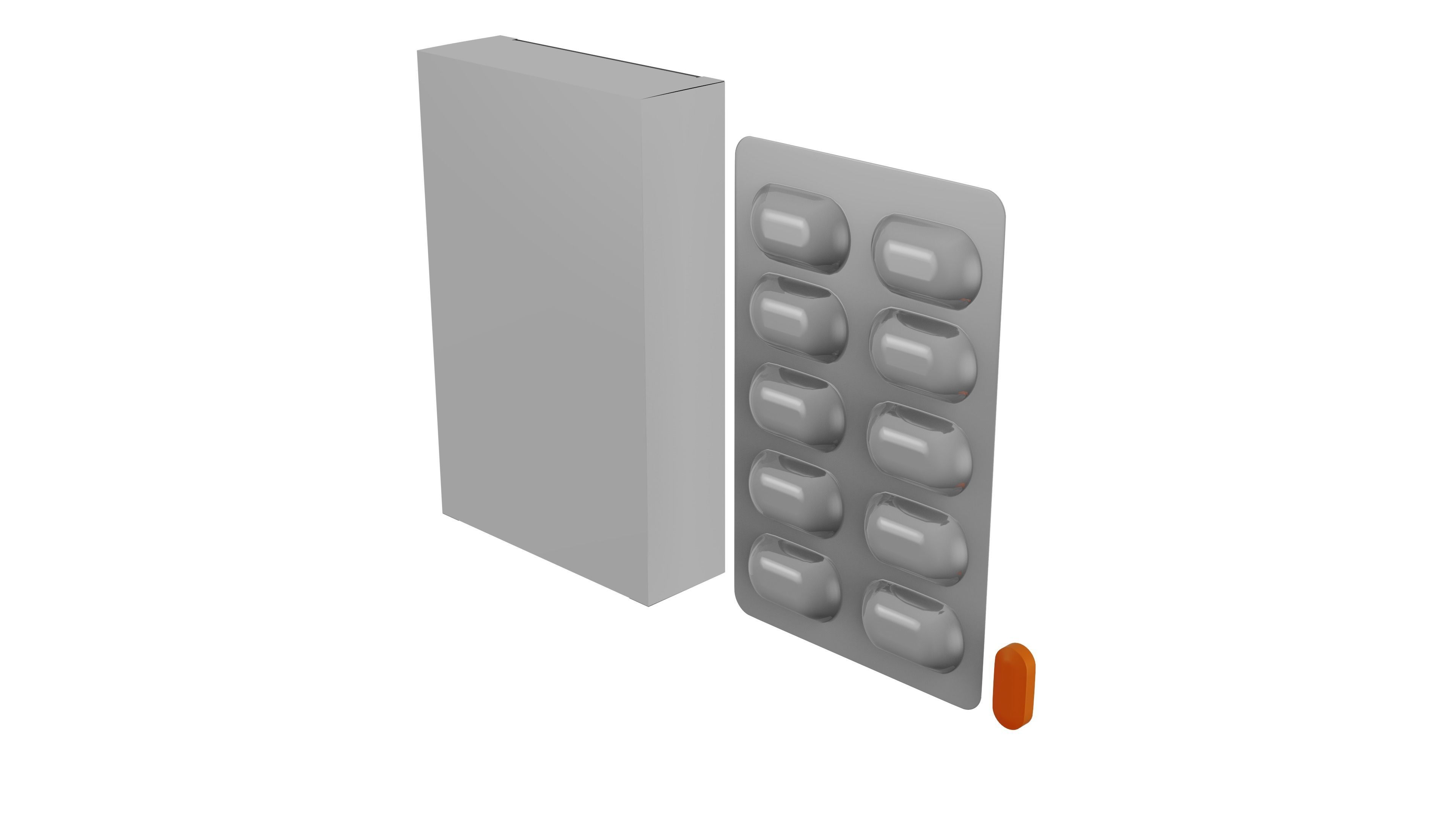 Tablet Blister and Cardboard Box 3D model_7
