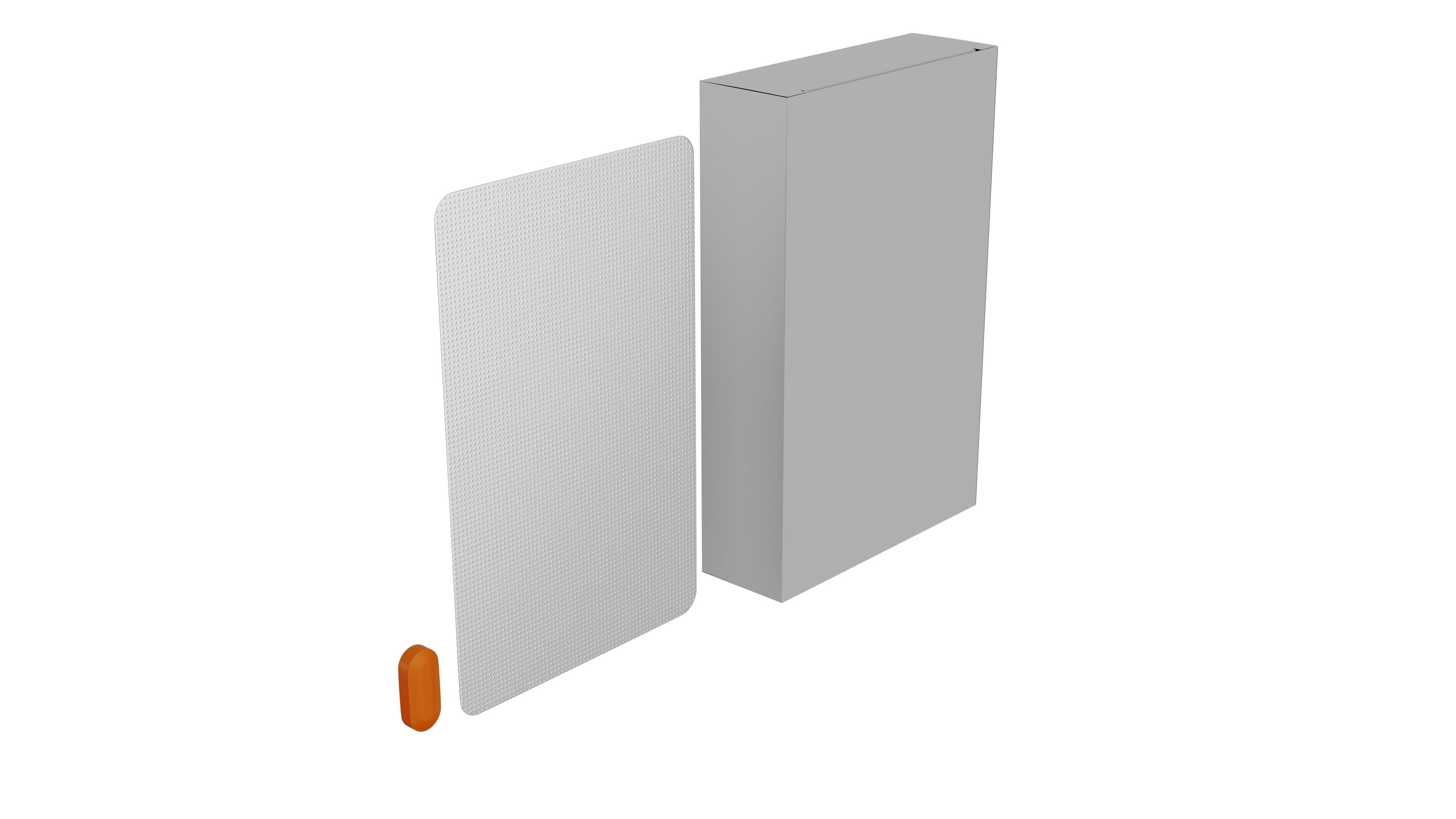 Tablet Blister and Cardboard Box 3D model_5