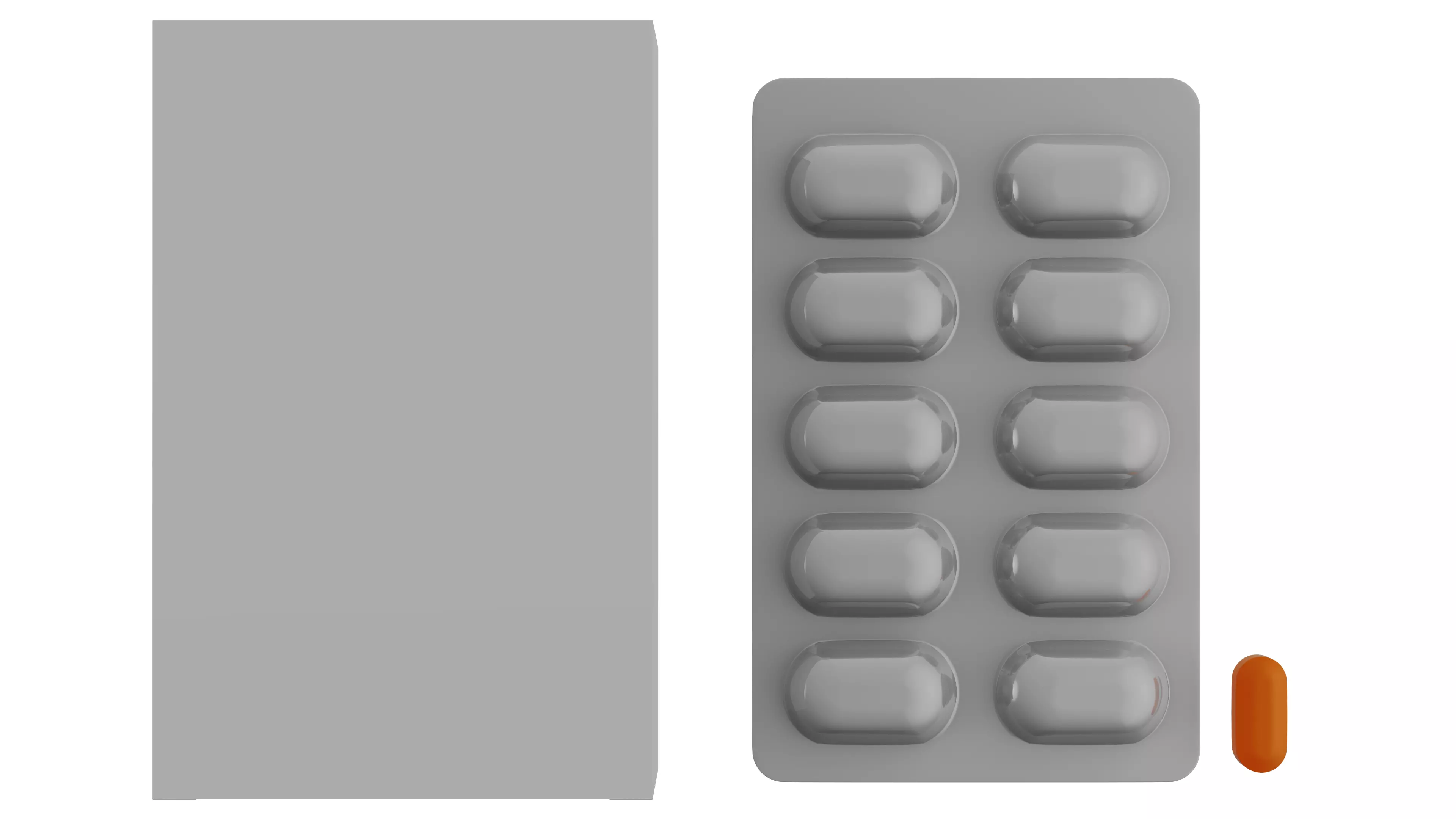 Tablet Blister and Cardboard Box 3D model_0