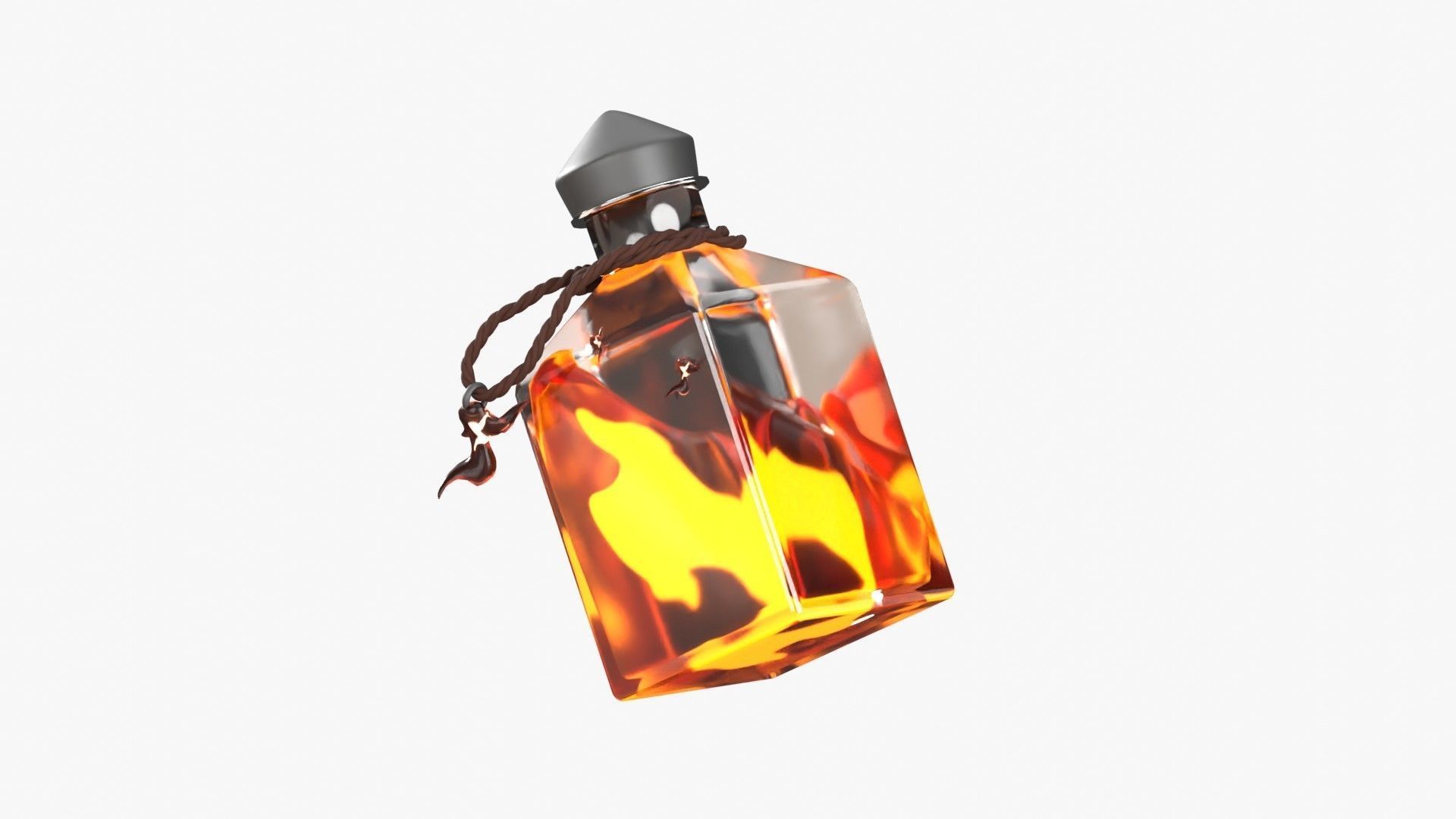 Fire Spell Potion 3D Illustration 3D model_3