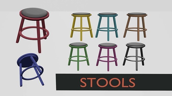 Multi-colored Stool 3D model