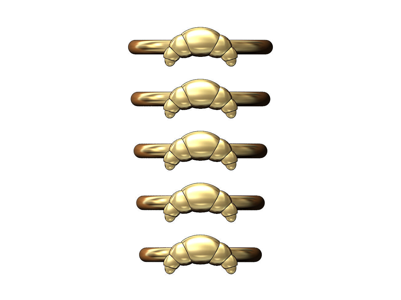 Croissant pastry ring US sizes 5to9 3D print model_1