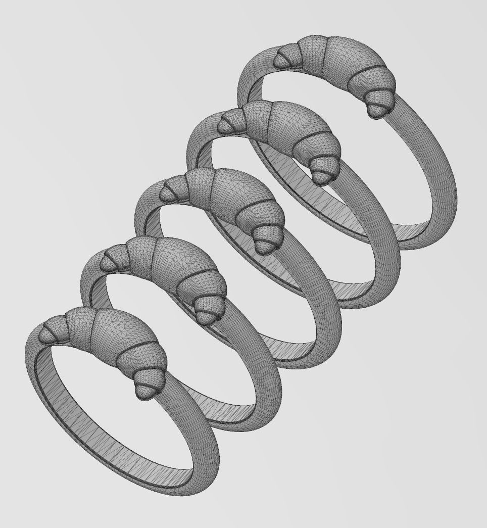 Croissant pastry ring US sizes 5to9 3D print model_15