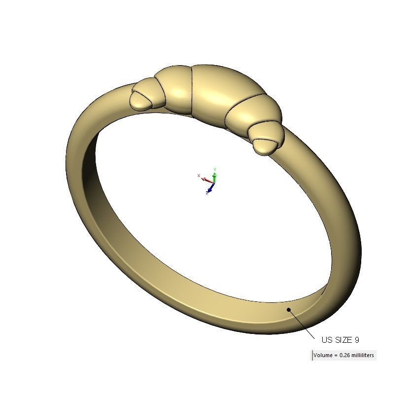 Croissant pastry ring US sizes 5to9 3D print model_19