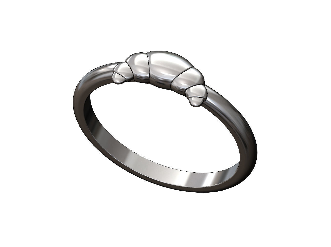 Croissant pastry ring US sizes 5to9 3D print model_11