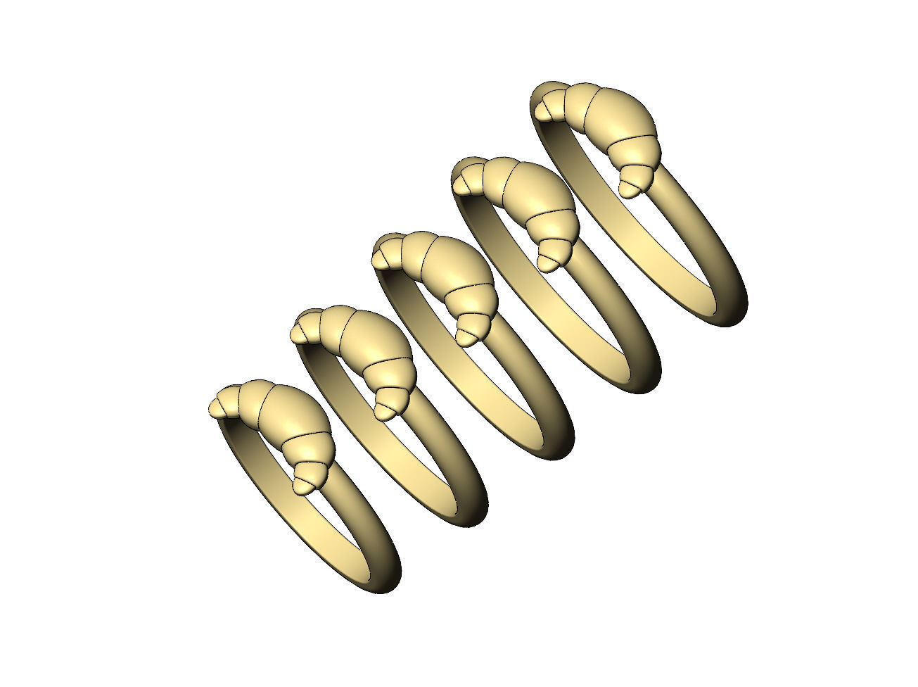 Croissant pastry ring US sizes 5to9 3D print model_5