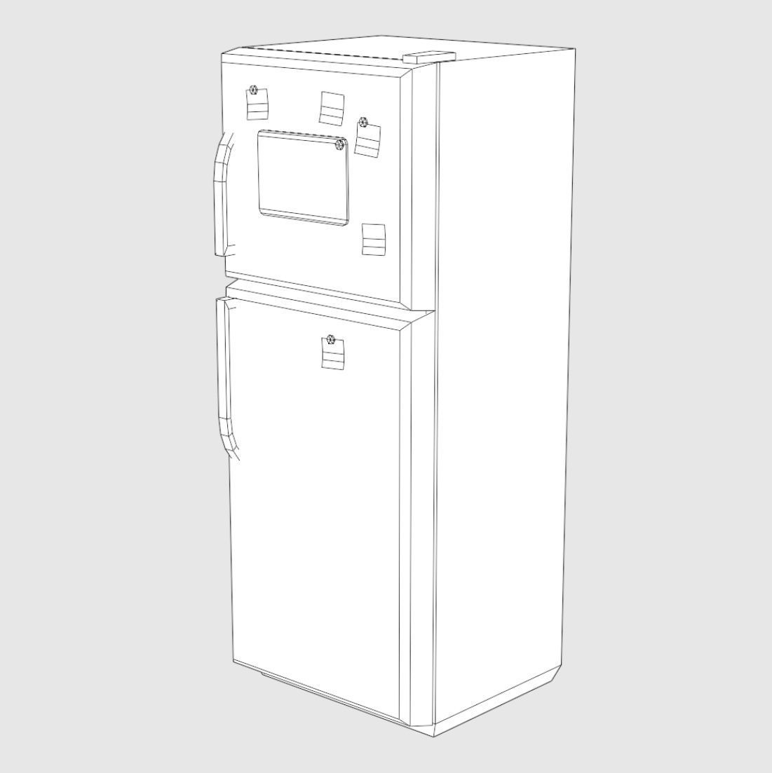 Old Fridge Low-poly 3D model_3