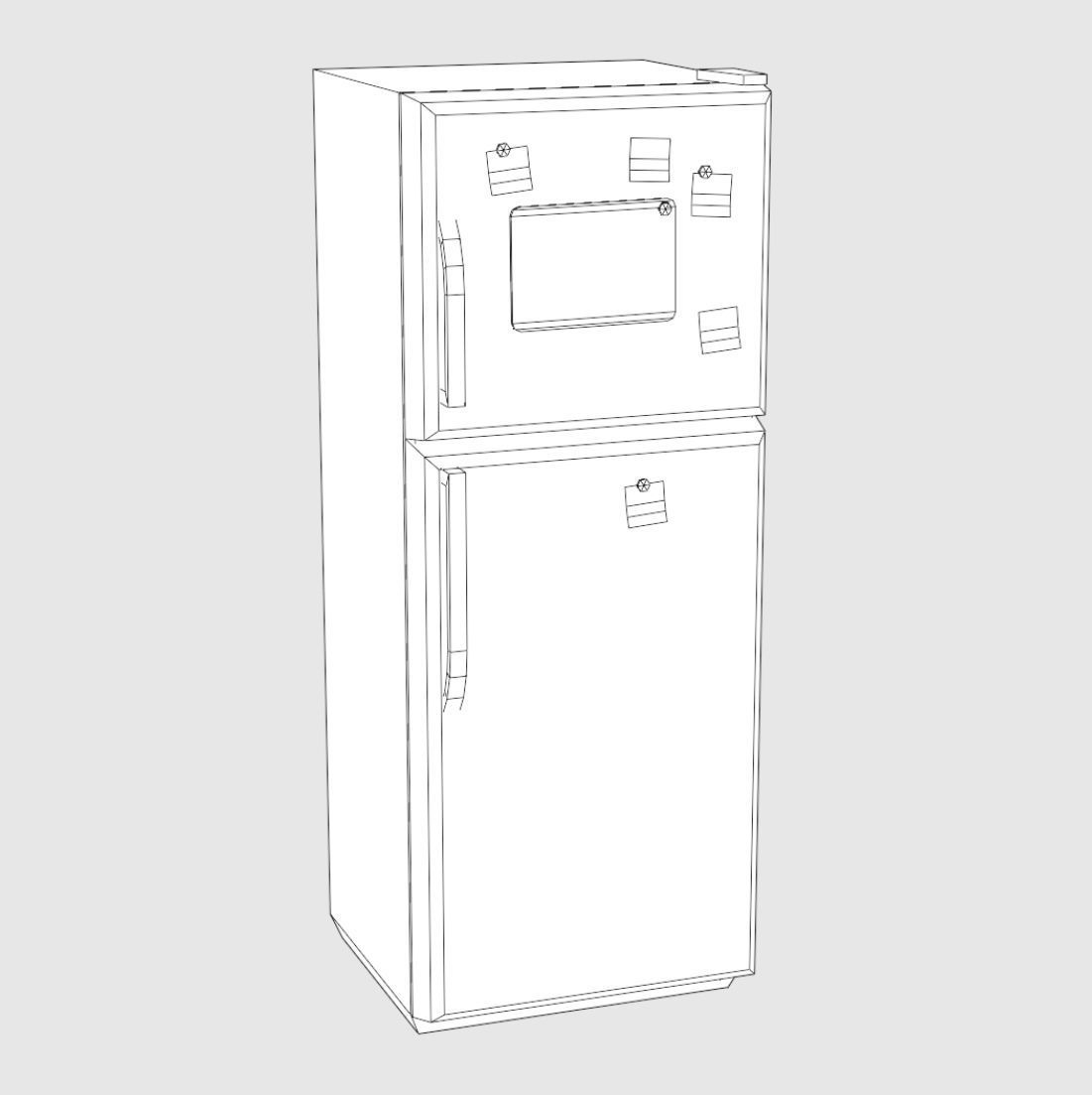 Old Fridge Low-poly 3D model_2