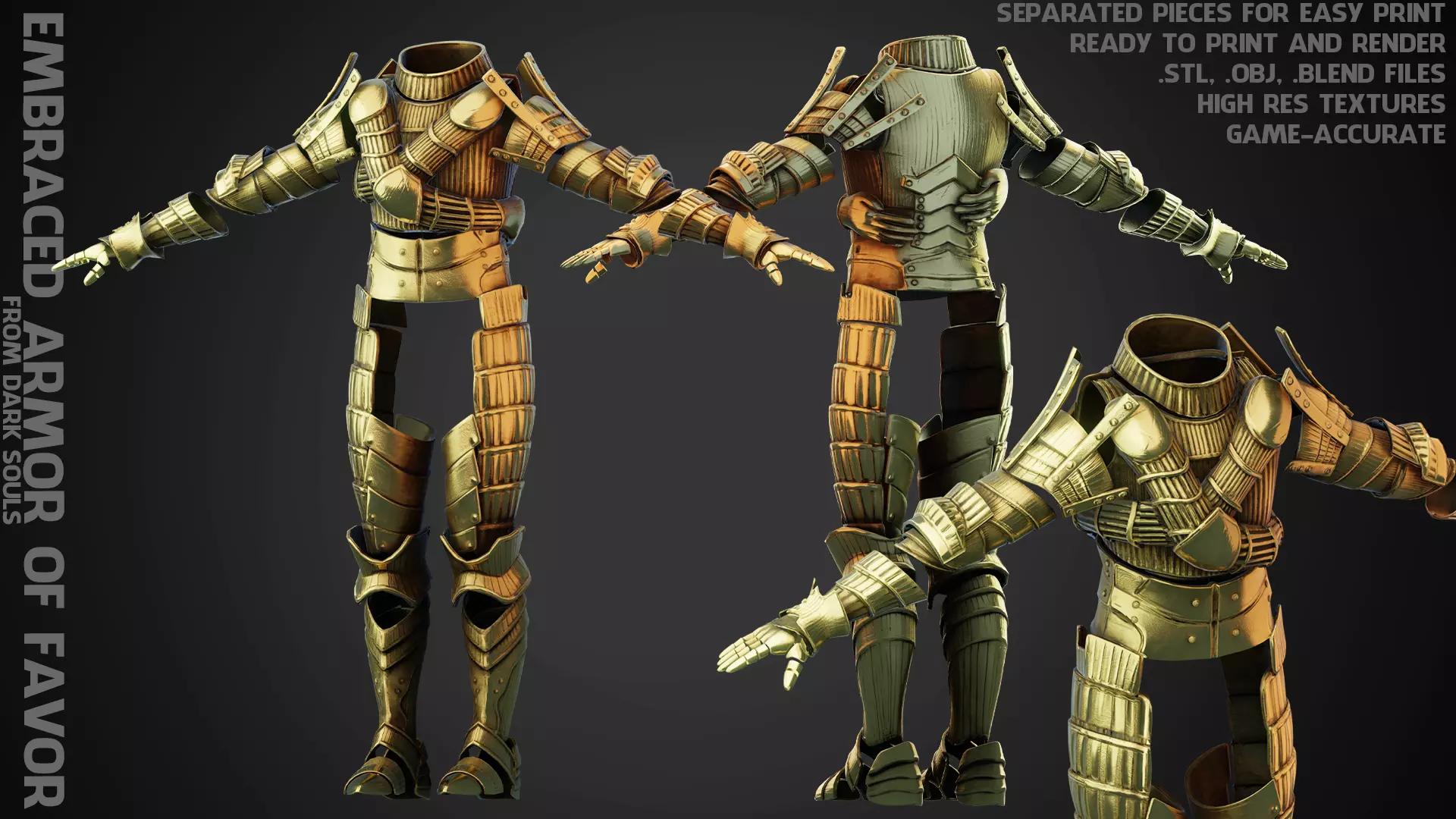 Dark Souls Lautrec Embraced Armor of Favor for Cosplay 3D print model_0